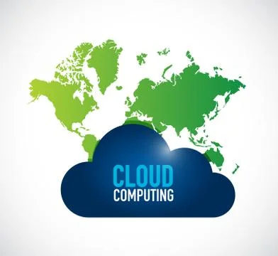 Cloud computing world map illustration Illustrazione stock