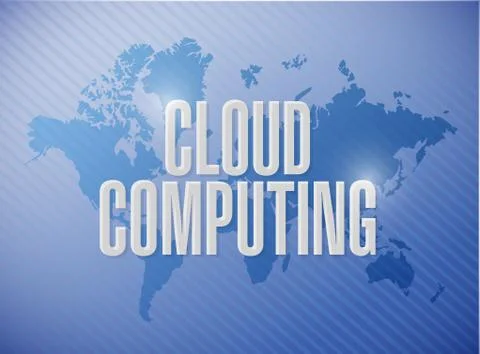 Cloud computing world map sign Stock Illustration