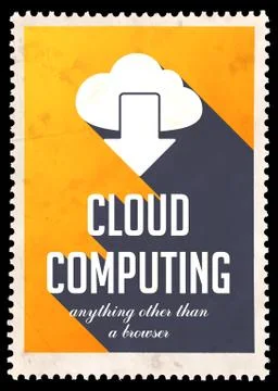 Cloud Computing on Yellow in Flat Design. 스톡 일러스트