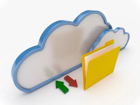 Cloud Computing With Yellow Folder Stock Illustration