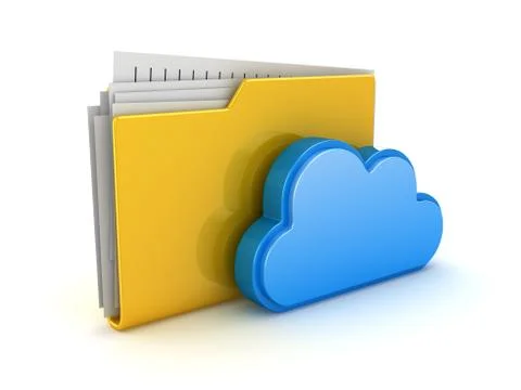 Cloud Computing with Yellow Folder 스톡 일러스트