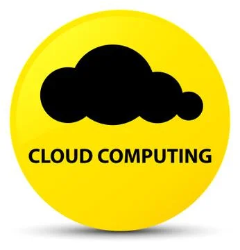 Cloud computing yellow round button 스톡 일러스트