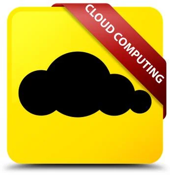 Cloud computing yellow square button red ribbon in corner Stock Illustration