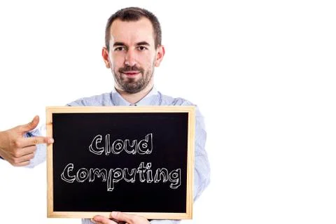 Cloud Computing - Young businessman with blackboard Foto stock