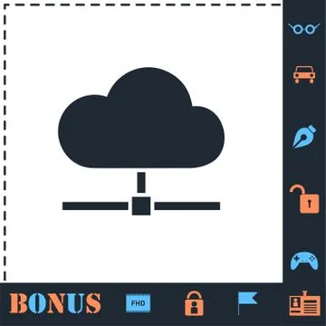 Cloud computing,server icon flat Stock Illustration