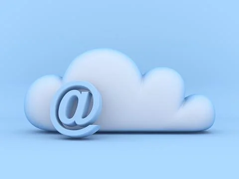 Cloud concept and At sign 3D Stock Illustration