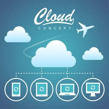 Cloud concept communication and devices Illustrazione stock