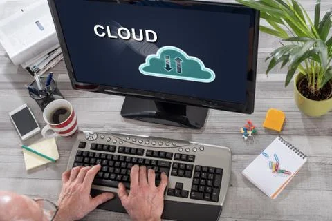 Cloud concept on a computer Stock Photos