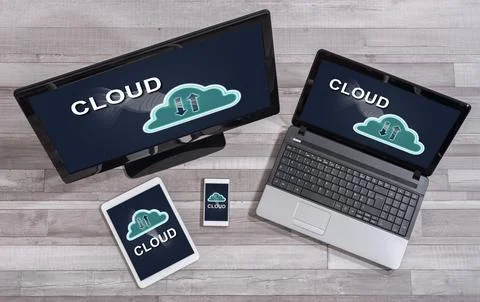 Cloud concept on different devices 写真素材