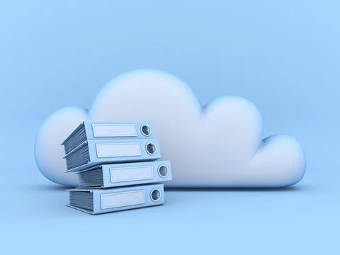 Cloud concept documents binders 3D Stock Illustration