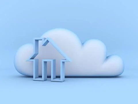 Cloud concept home icon 3D Cloud concept home icon 3D rendering illustrati... 写真素材