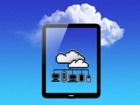 Cloud concept. tablet pc 스톡 일러스트