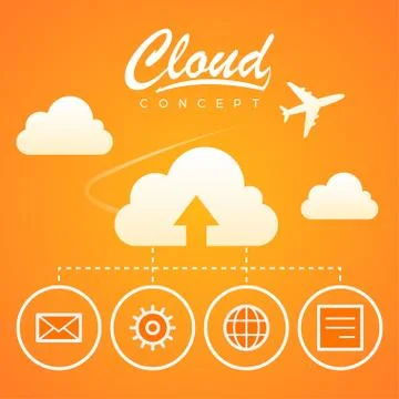 Cloud concept work optimization download Stockillustratie