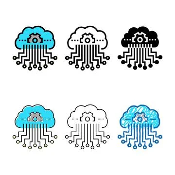Cloud concepts storage and working process neural network color icon vector Illustrazione stock