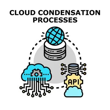 Cloud condensation processes infrastructure and data management Stock Illustration