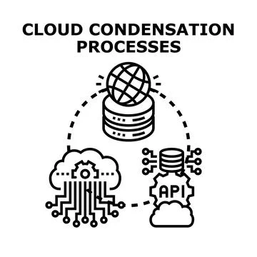 Cloud condensation processes infrastructure and data management Stock Illustration