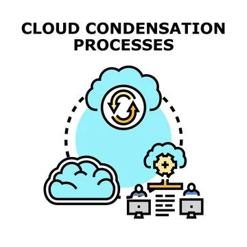 Cloud condensation processes operating for remote work イラスト素材