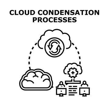 Cloud condensation processes operating for remote work Stock Illustration