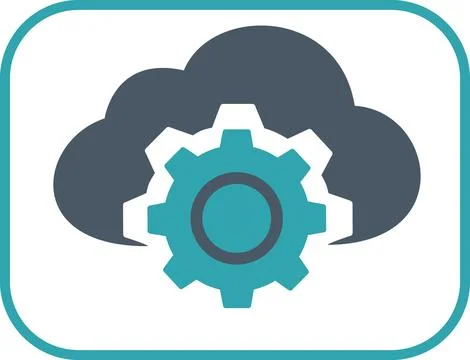 Cloud configuration settings gear flat icon Stock Illustration