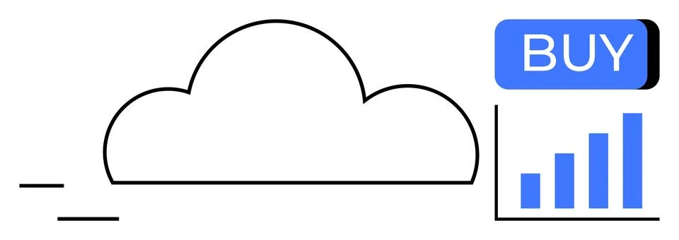 Cloud connected with BUY button and bar chart suggesting growth. Ideal for e- Stock Illustration