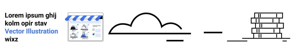 Cloud Connected Digital Storefront and Data Storage Infrastructure Concept Stock Illustration