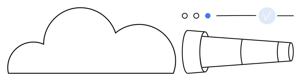 Cloud connected to telescope observing data points. Ideal for cloud computing Stock Illustration
