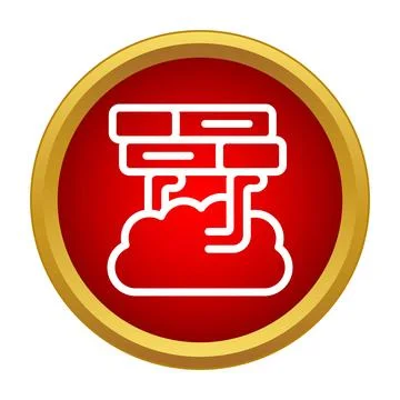 Cloud connecting to brick wall icon representing infrastructure Stock Illustration