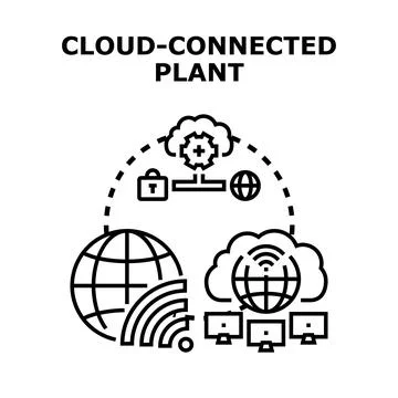 Cloud connecting systems for smart industry plant control Stock Illustration