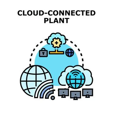 Cloud connecting systems for smart industry plant control Stock Illustration