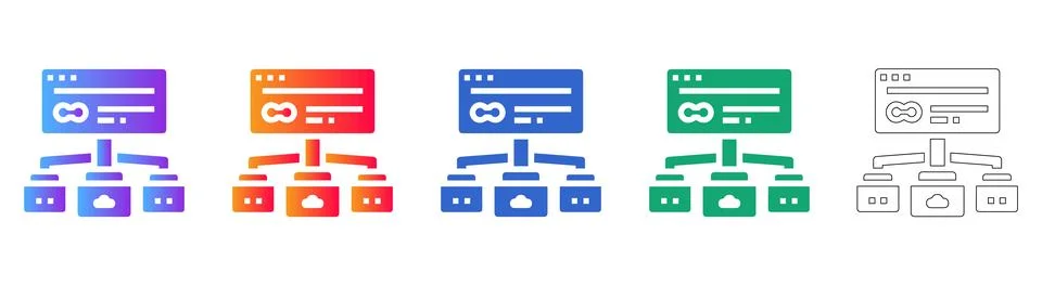Cloud Connection and Network Infrastructure Icons Stock Illustration