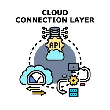 Cloud connection layer creating digital infrastructure Stock Illustration