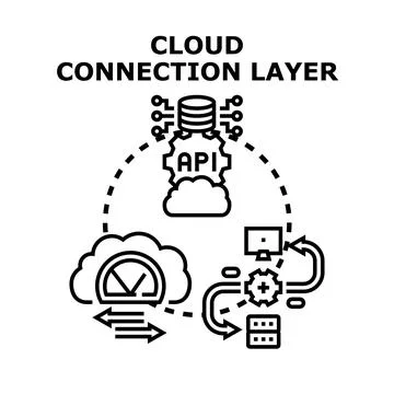 Cloud connection layer creating digital infrastructure Stock Illustration