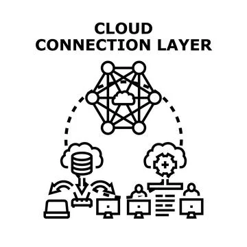 Cloud connection layer creating network infrastructure Stock Illustration