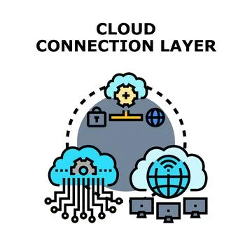 Cloud connection layer creating secure network infrastructure Illustrazione stock