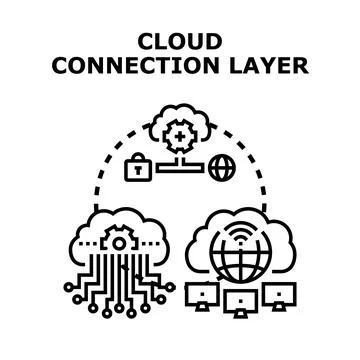 Cloud connection layer creating secure network infrastructure Illustrazione stock