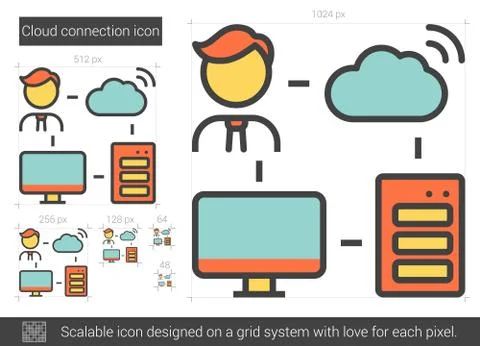 Cloud connection line icon Stock Illustration
