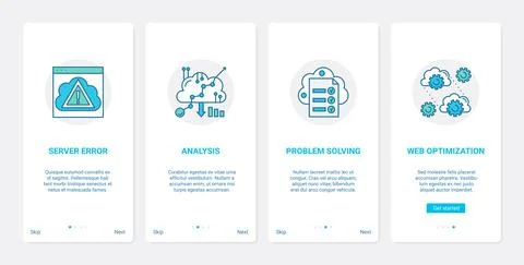 Cloud connection optimization technology UX, UI onboarding mobile app page Stock Illustration