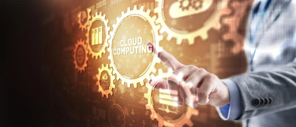 Cloud connection technology. Data transfer computing technology Foto stock