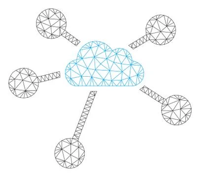 Cloud Connections Polygonal Frame Vector Mesh Illustration Stock Illustration