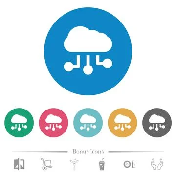 Cloud connections solid flat round icons イラスト素材