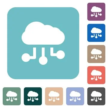 Cloud connections solid rounded square flat icons Stockillustratie