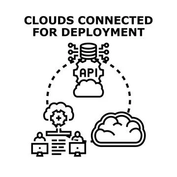 Cloud connectivity and api integration for software deployment Stock Illustration