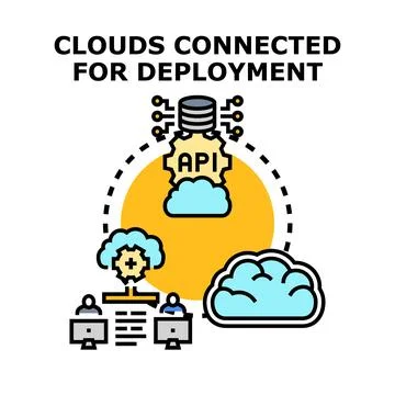 Cloud connectivity and api integration for software deployment Stock Illustration