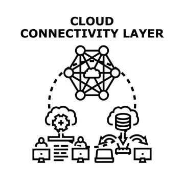 Cloud connectivity layer network data sharing concept Stock Illustration