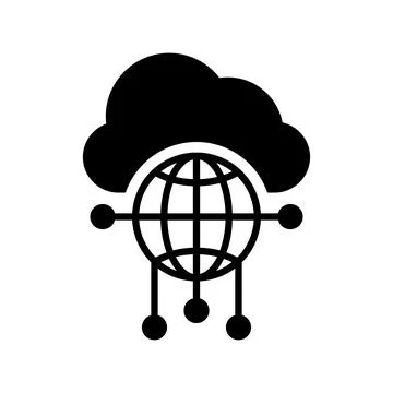 Cloud, connectivity, network icon. Black vector graphics. Stock Photos