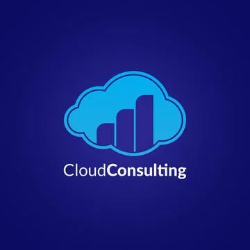 Cloud Consulting Logo Design Concept on Dark Blue Color Background. Suitabl.. Ilustração Stock