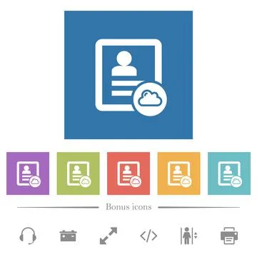 Cloud contact flat white icons in square backgrounds 스톡 일러스트