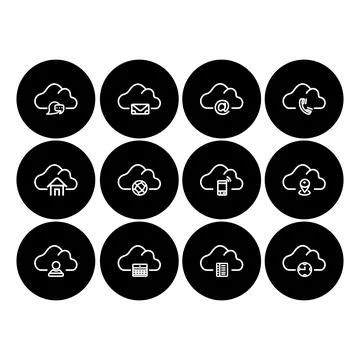 Cloud contact  icon flat symbol vector, with contact us set icon vector Stock Illustration