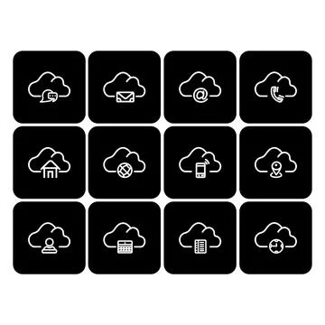 Cloud contact  icon flat symbol vector Stock Illustration