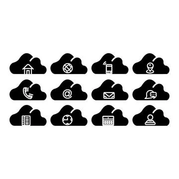 Cloud contact  icon flat symbol vector Stock Illustration